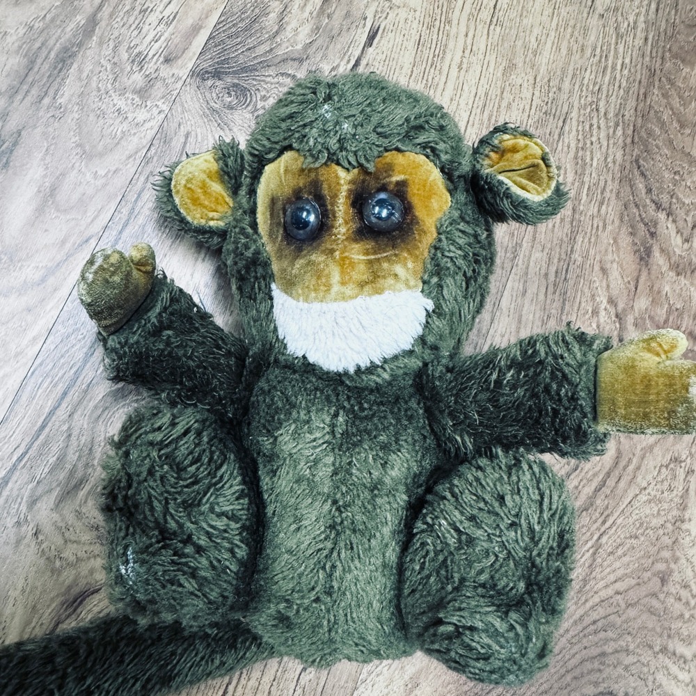 Vintage 70s Dakin Monkey Plush Brown Long Tail Stuffed Animal Toy